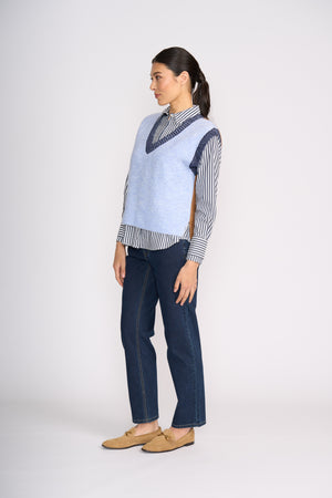 Foil Plush Love Vest in Blue Combo