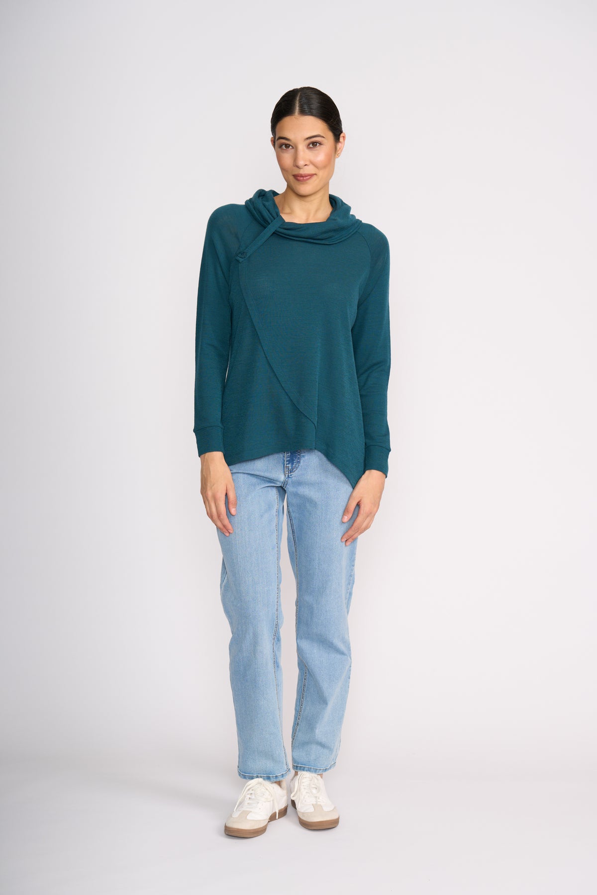 Foil Good Stakes Top in Midnight Green