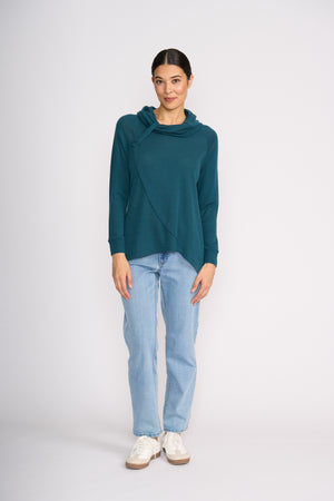 Foil Good Stakes Top in Midnight Green