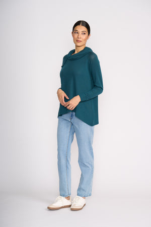 Foil Good Stakes Top in Midnight Green