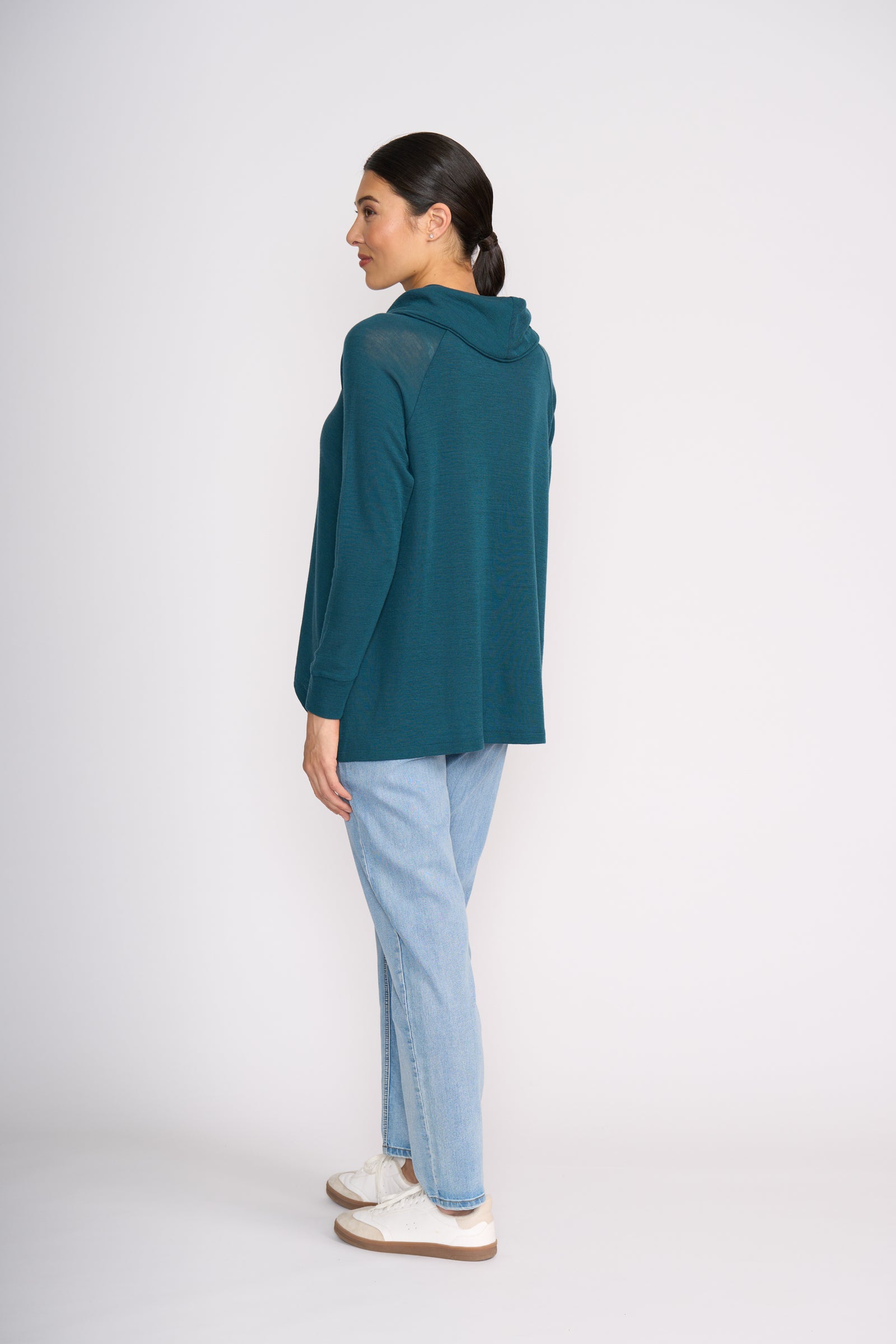 Foil Good Stakes Top in Midnight Green