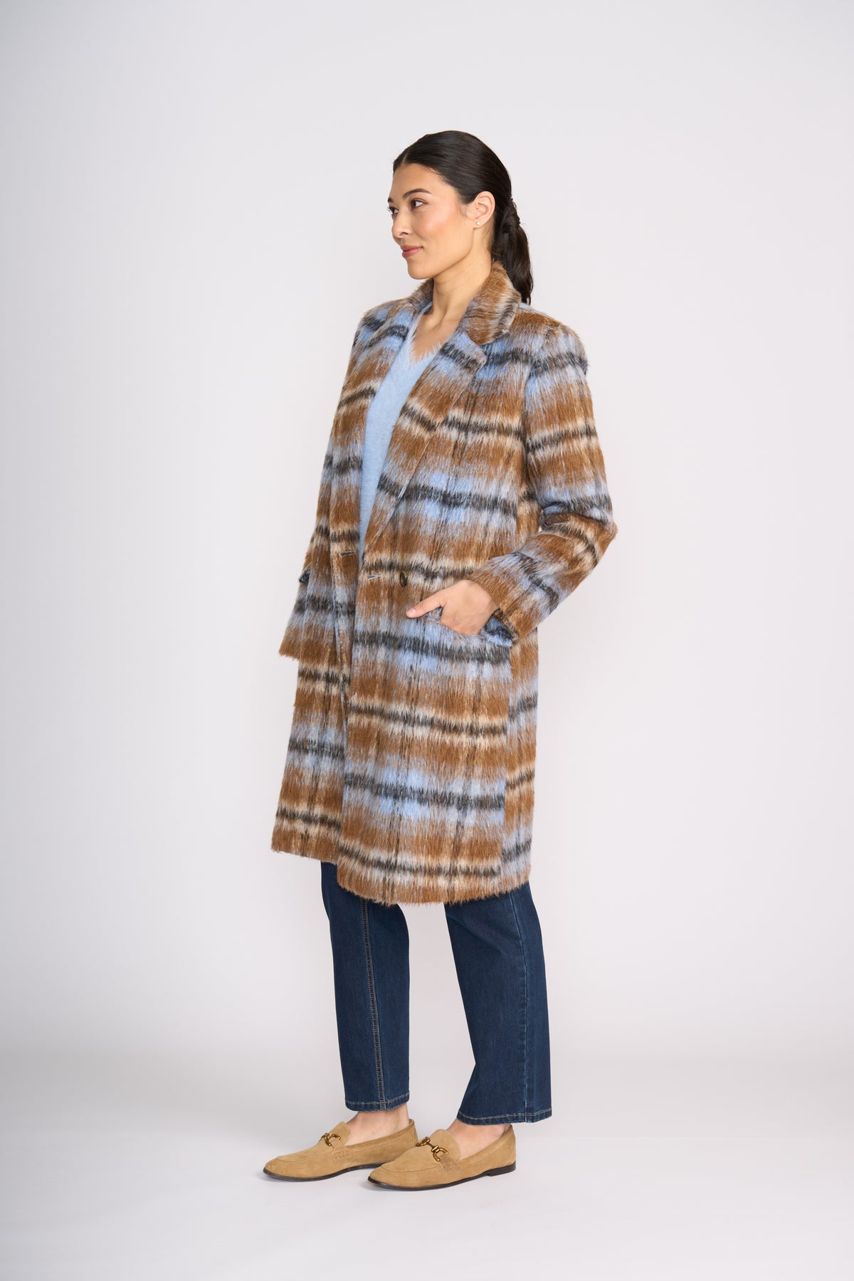 Foil Cover Story Coat in Toffee Check