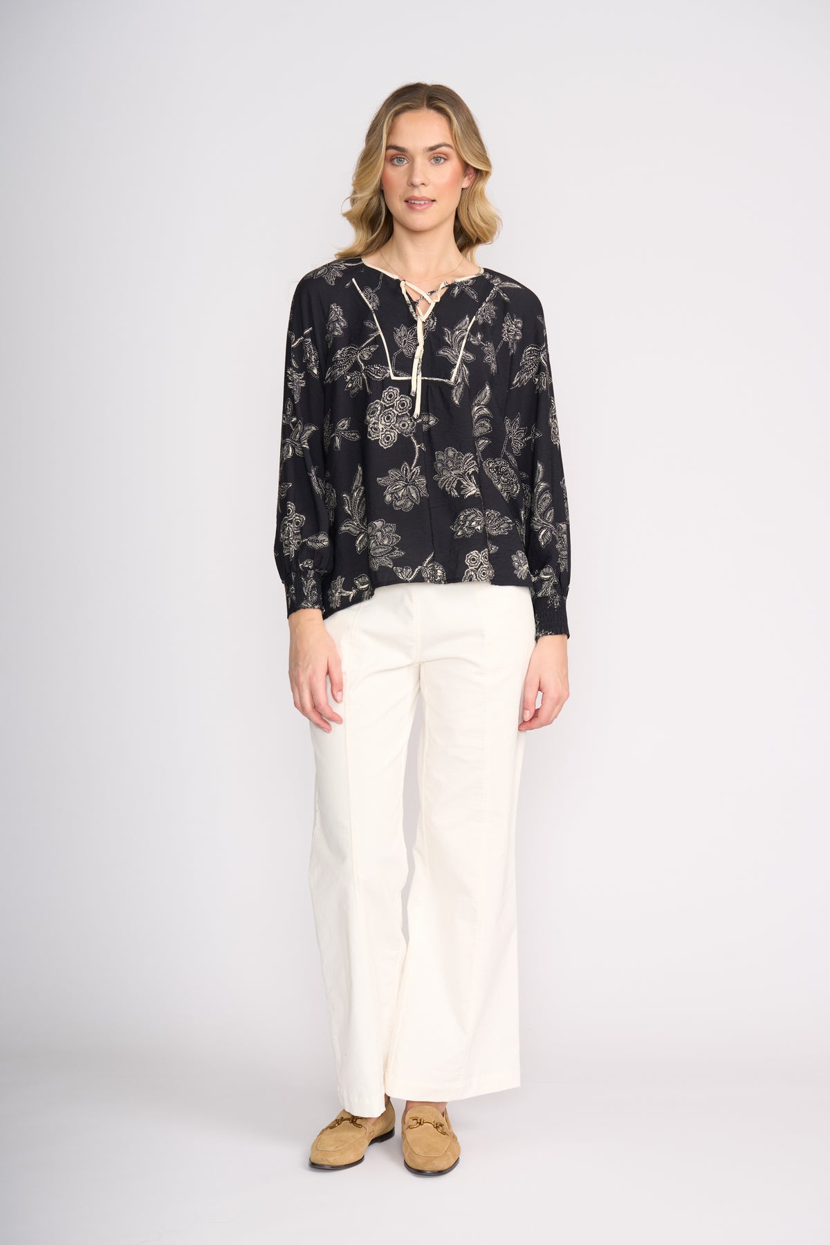 Foil Thread Tales Blouse in Black Folklore