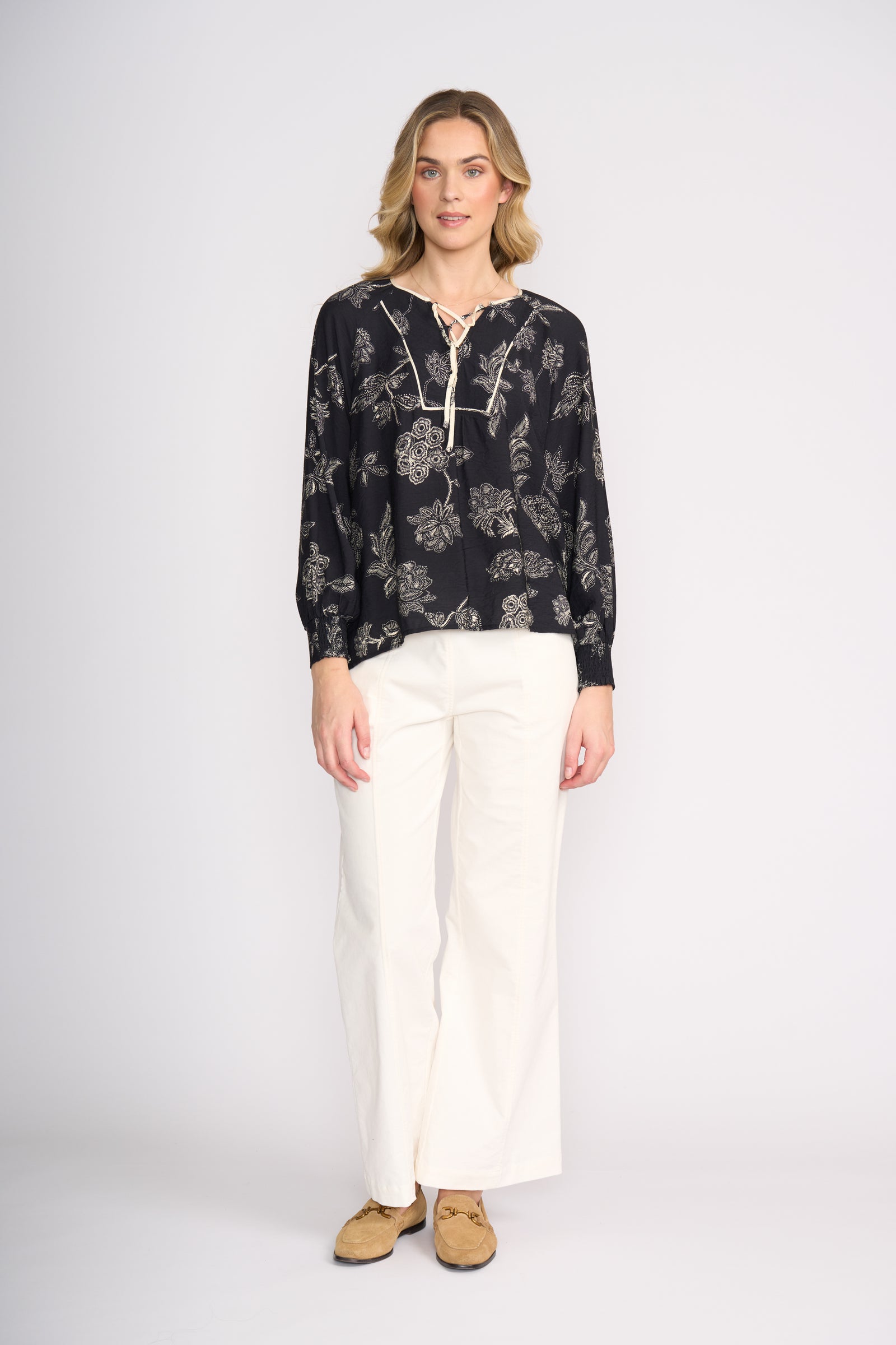 Foil Thread Tales Blouse in Black Folklore