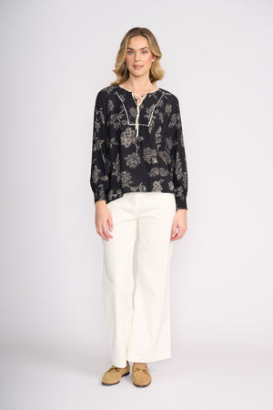Foil Thread Tales Blouse in Black Folklore