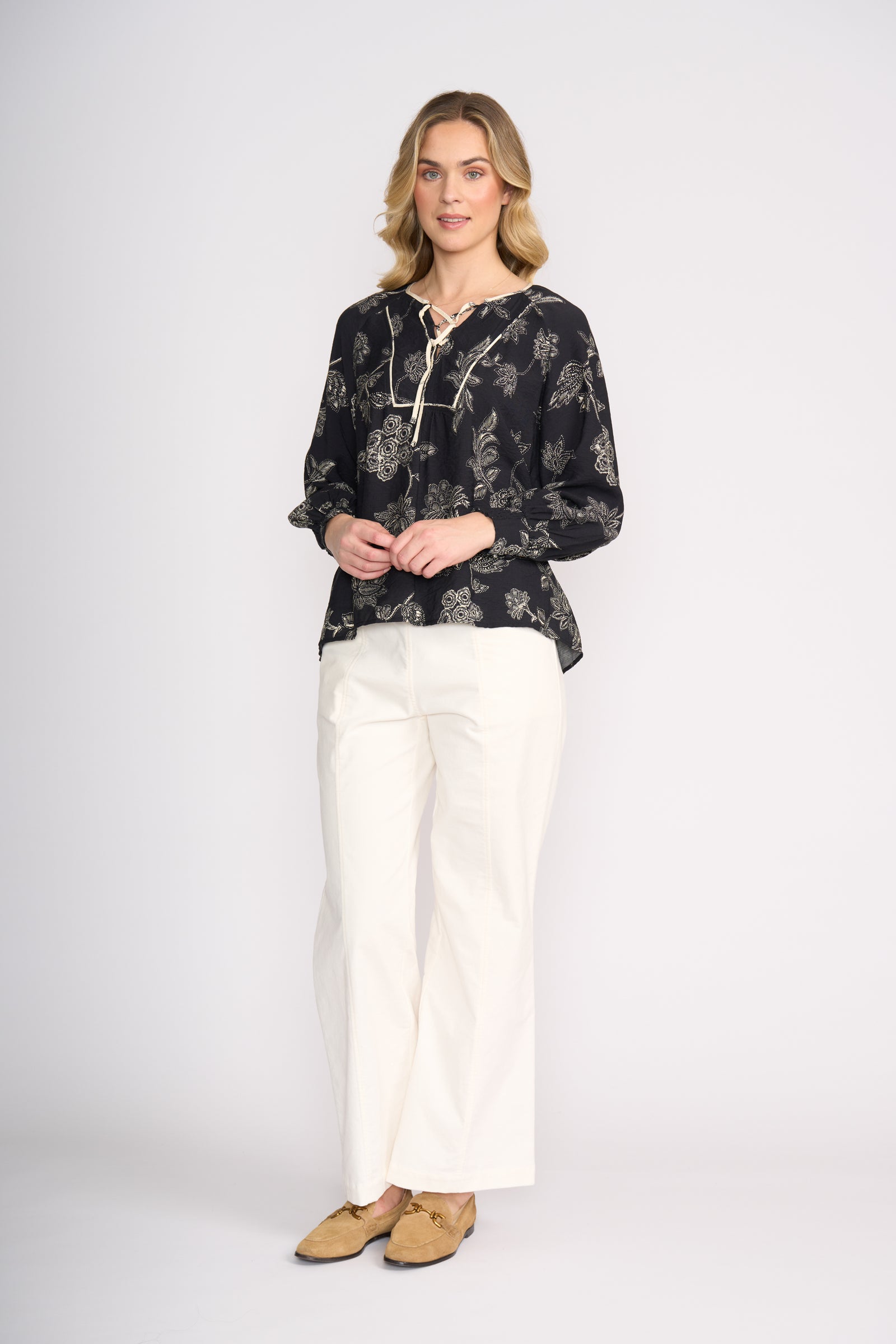 Foil Thread Tales Blouse in Black Folklore