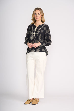 Foil Thread Tales Blouse in Black Folklore
