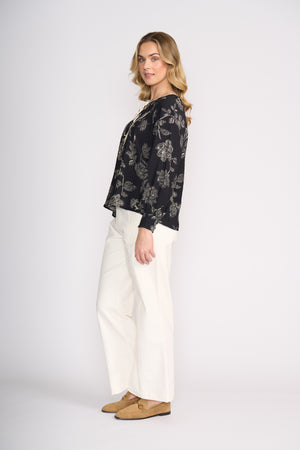 Foil Thread Tales Blouse in Black Folklore