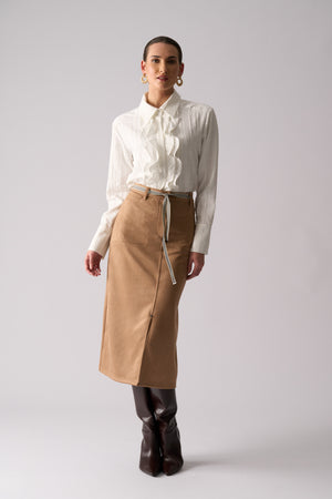 Foil Suede Dreams Skirt in Tuscan Tan