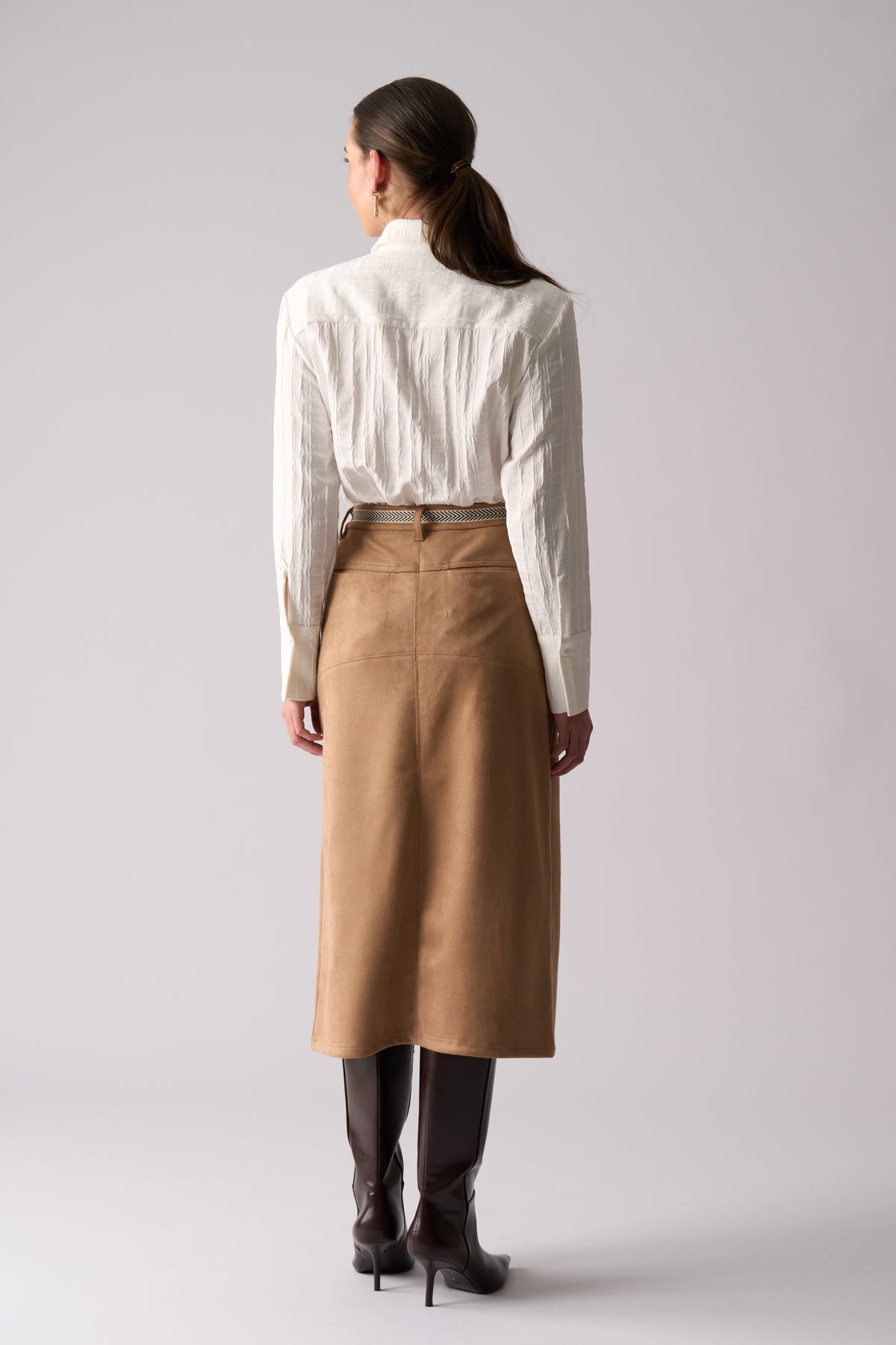 Foil Suede Dreams Skirt in Tuscan Tan