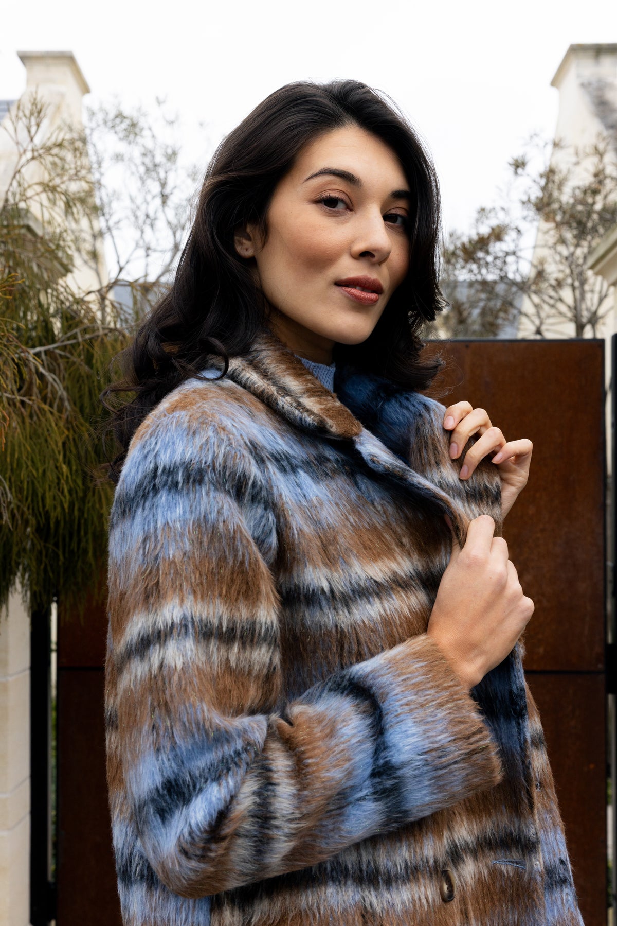 Foil Cover Story Coat in Toffee Check