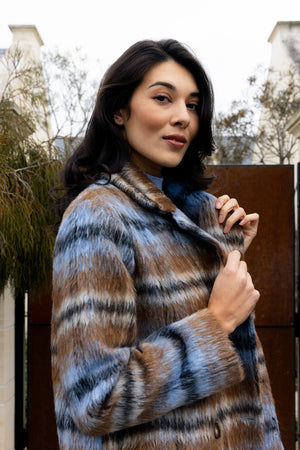 Foil Cover Story Coat in Toffee Check