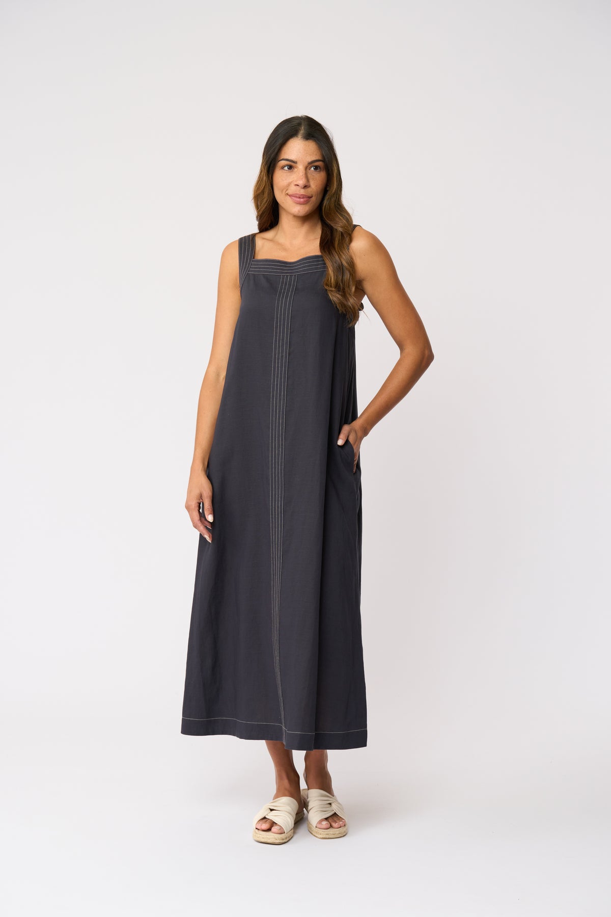 Foil Sew In To You Dress in Dark Gunsmoke