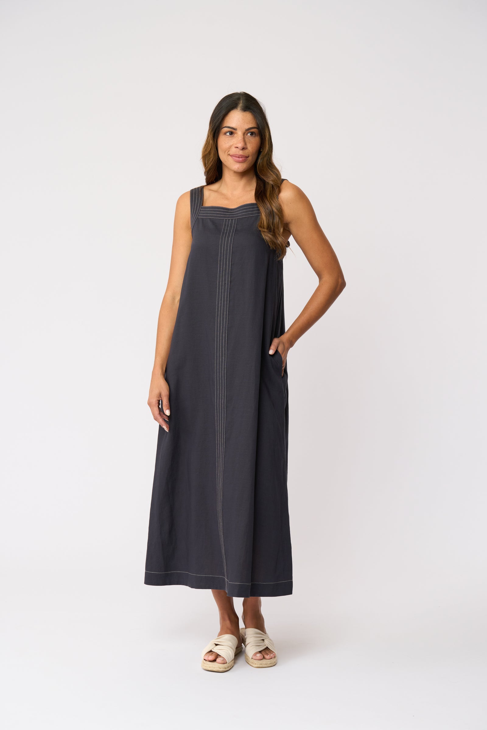 Foil Sew In To You Dress in Dark Gunsmoke
