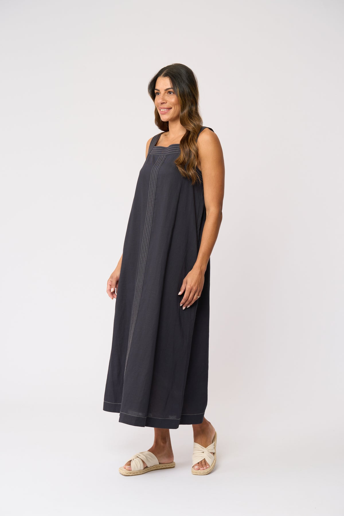 Foil Sew In To You Dress in Dark Gunsmoke