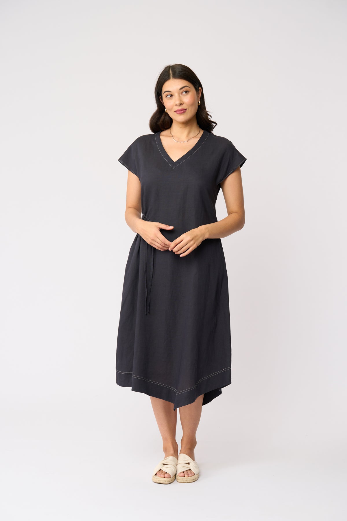 Foil Point Of View Dress in Dark Gunsmoke