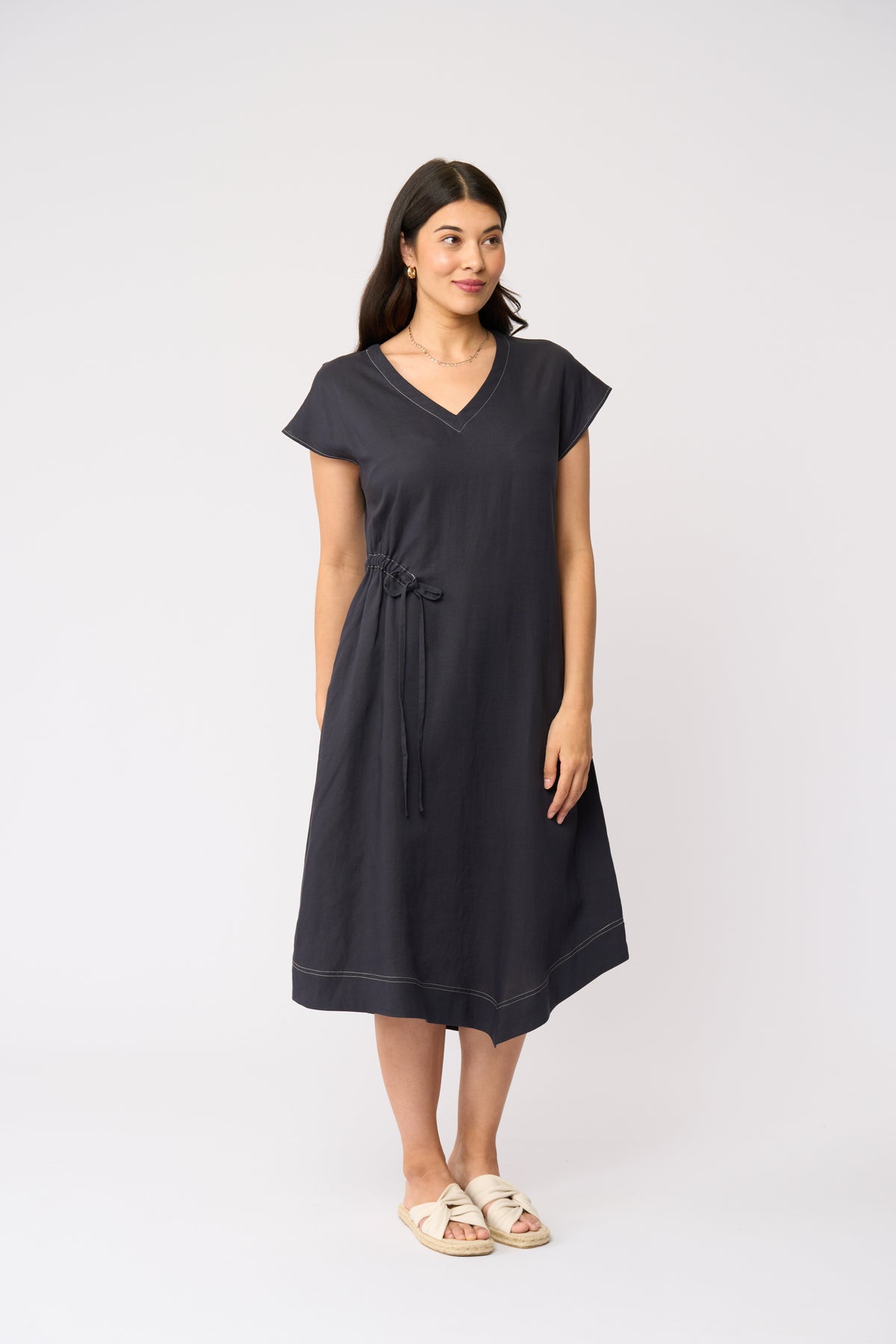 Foil Point Of View Dress in Dark Gunsmoke