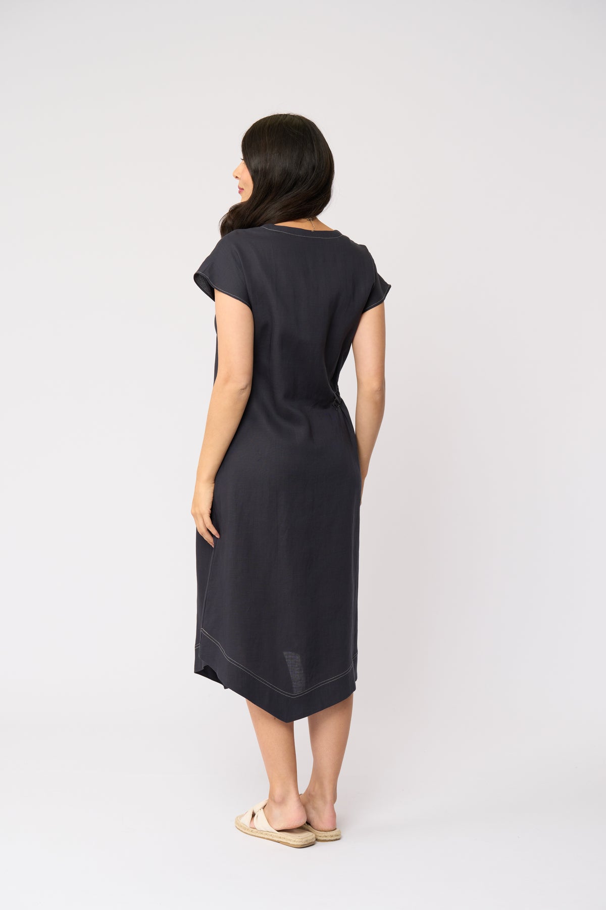 Foil Point Of View Dress in Dark Gunsmoke