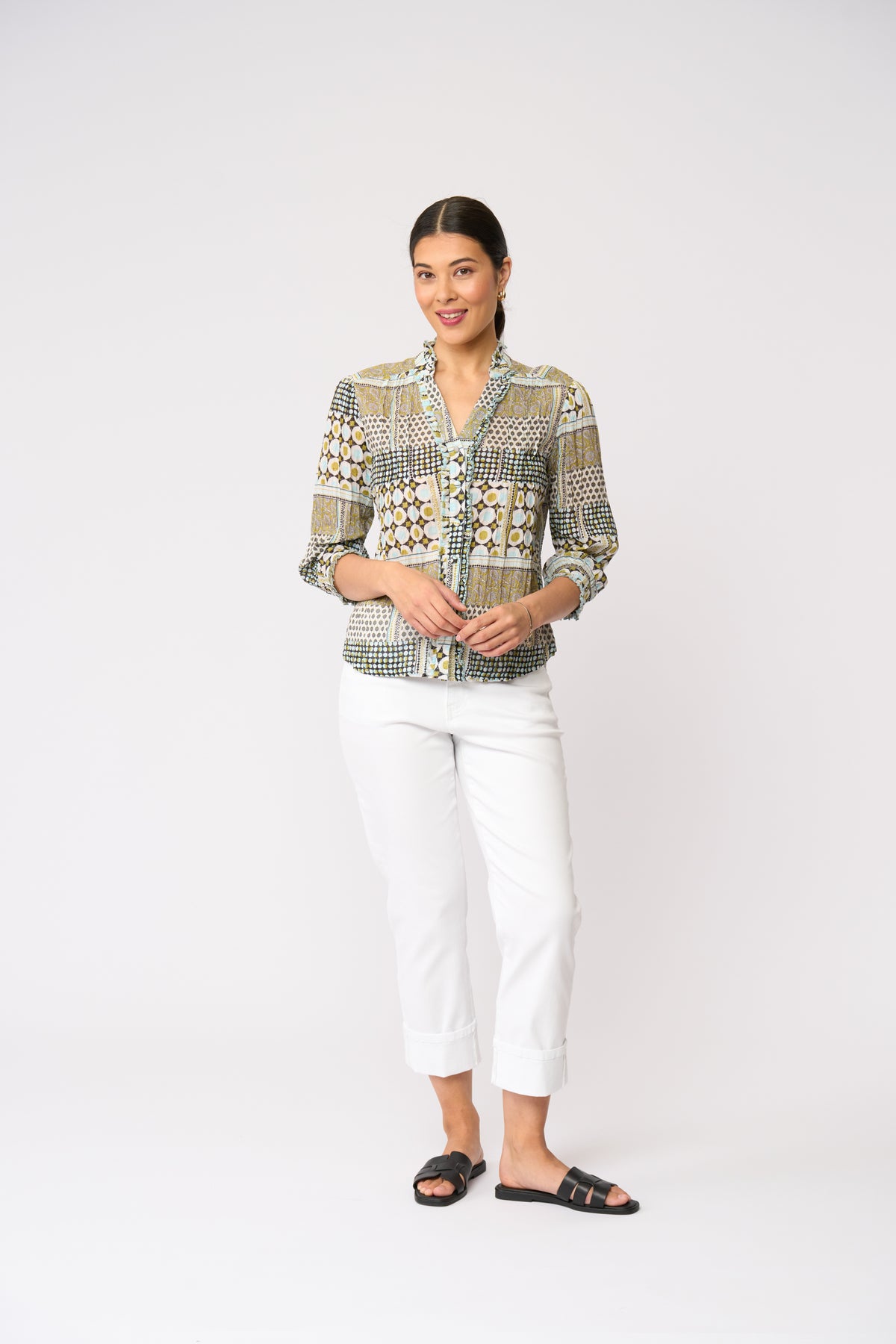 Foil Crushing It 3/4 Sleeve Shirt in Patchwork