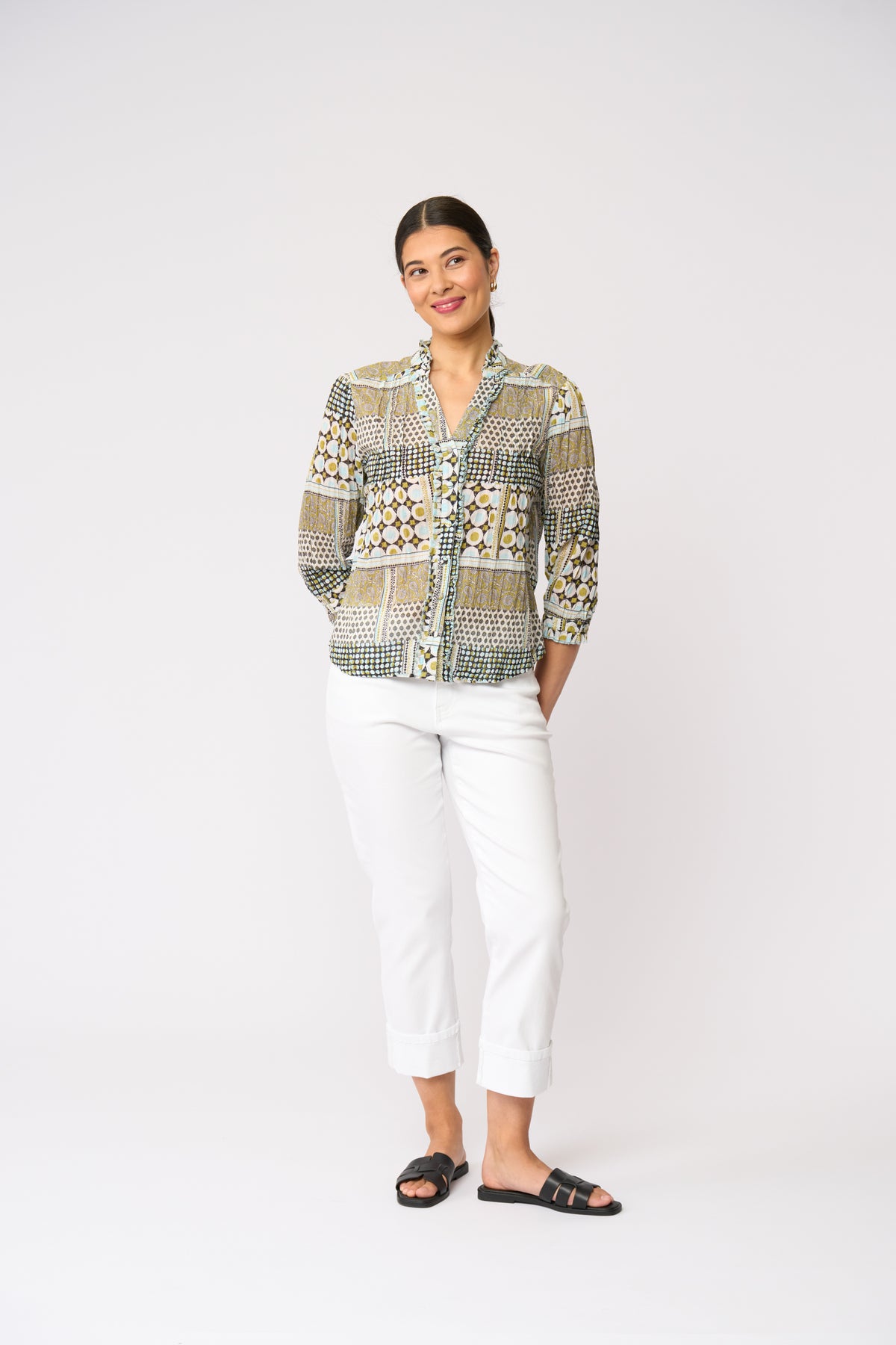Foil Crushing It 3/4 Sleeve Shirt in Patchwork