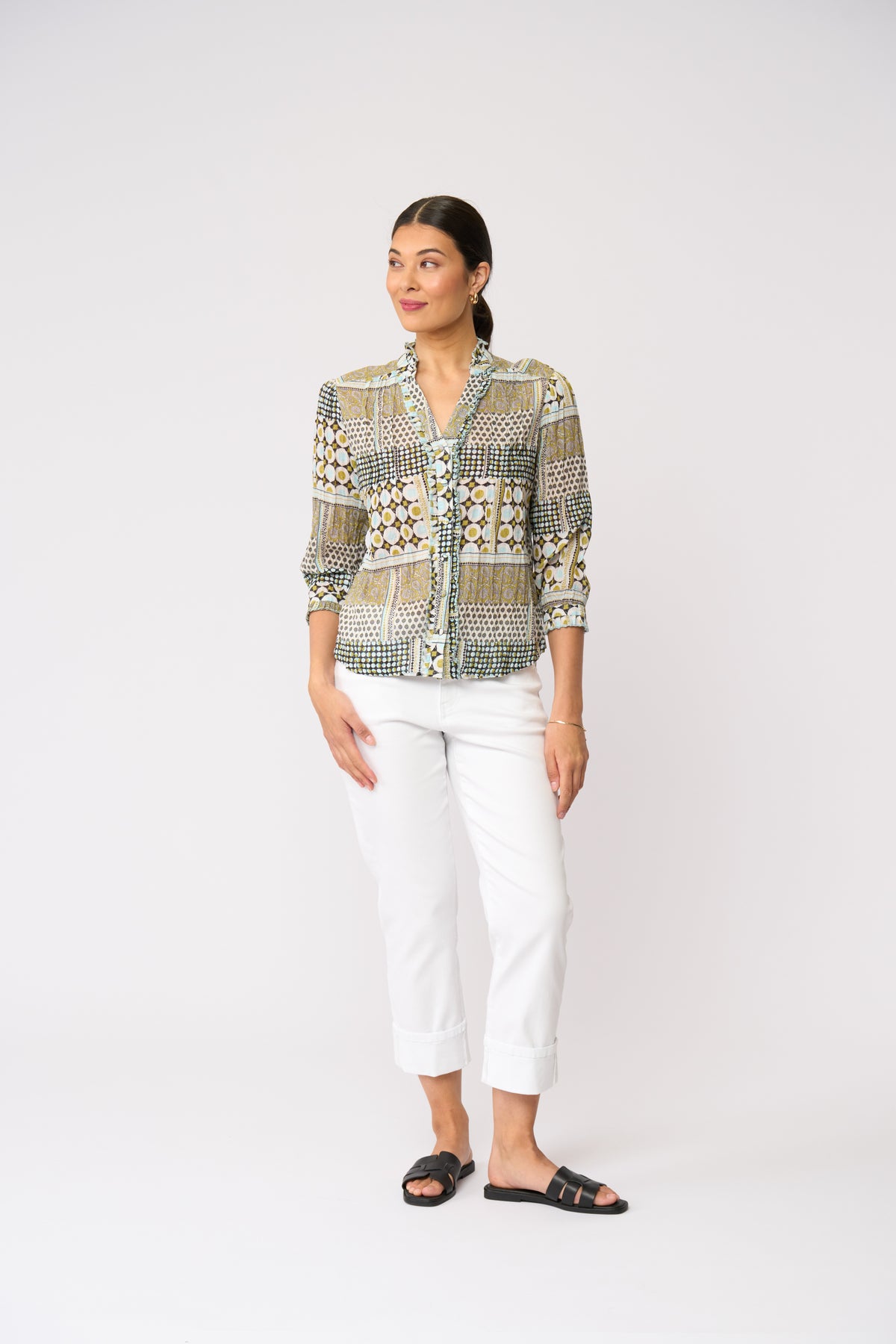 Foil Crushing It 3/4 Sleeve Shirt in Patchwork