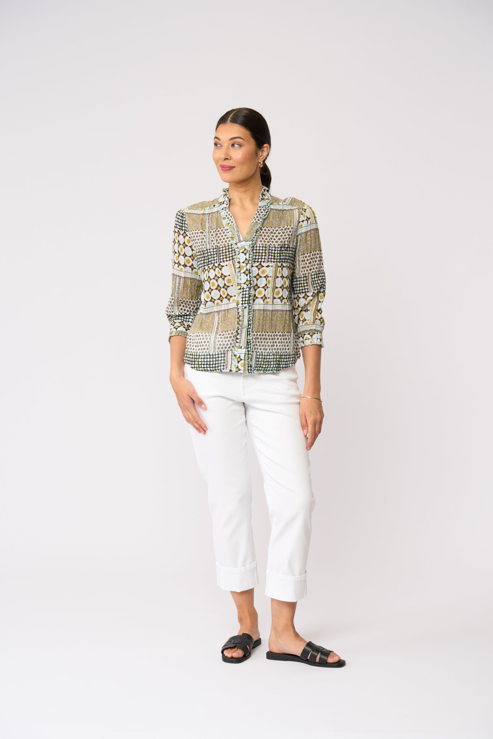 Foil Crushing It 3/4 Sleeve Shirt in Patchwork