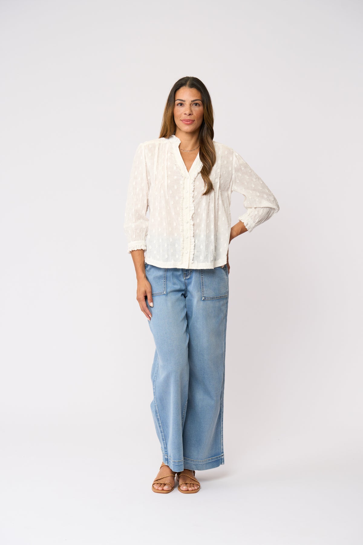 Foil Crushing It 3/4 Sleeve Shirt in White Textures