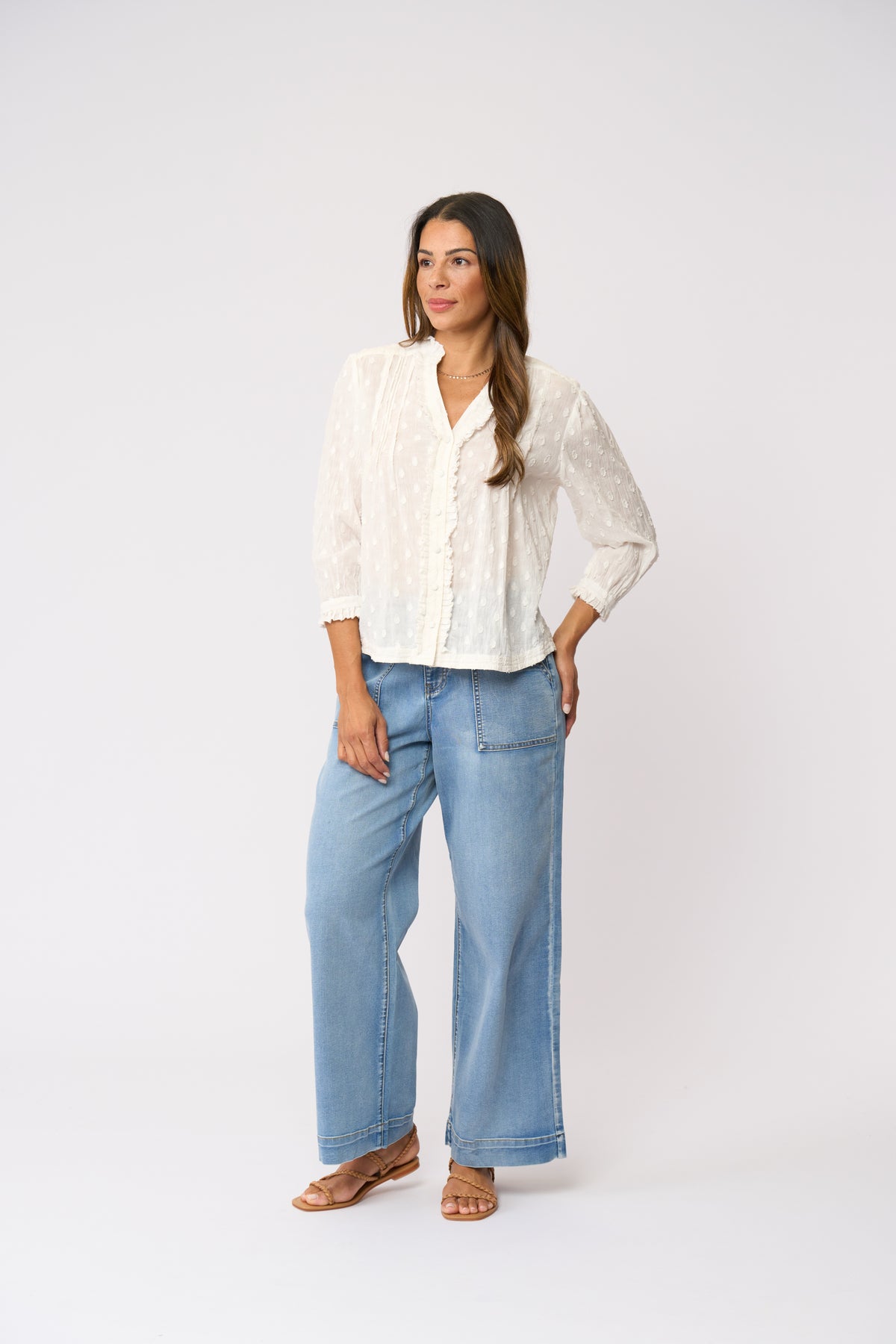 Foil Crushing It 3/4 Sleeve Shirt in White Textures