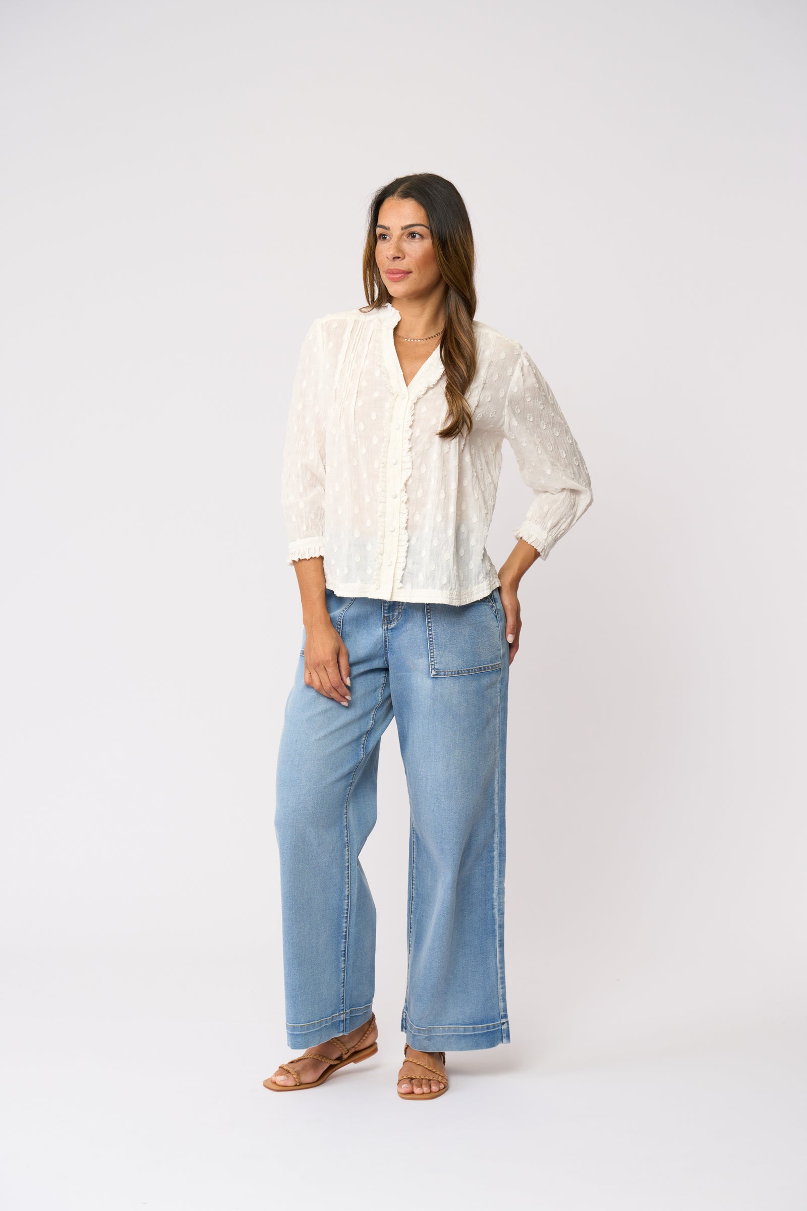 Foil Crushing It 3/4 Sleeve Shirt in White Textures