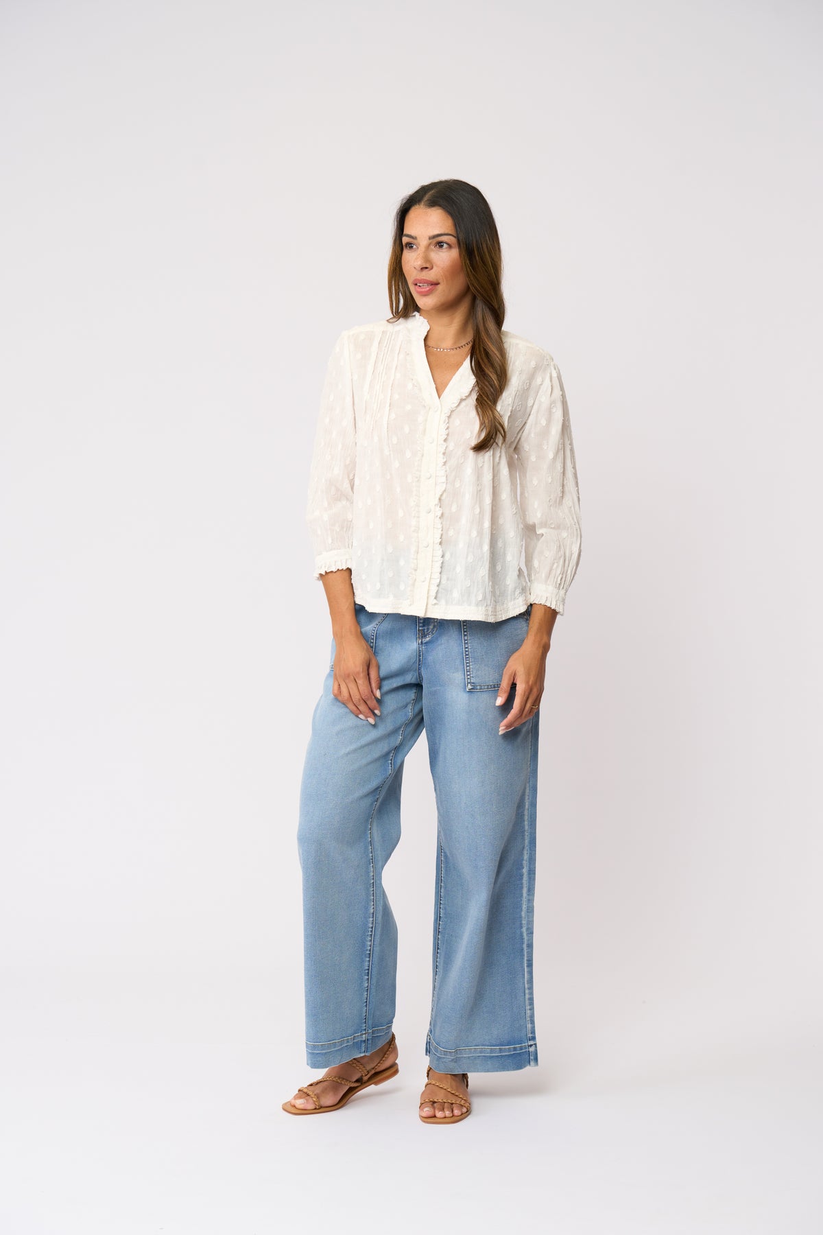 Foil Crushing It 3/4 Sleeve Shirt in White Textures