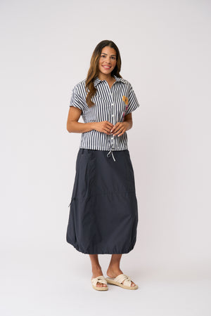 Foil Hemline Hype Skirt in True Navy