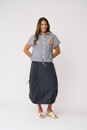 Foil Hemline Hype Skirt in True Navy