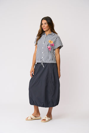Foil Hemline Hype Skirt in True Navy