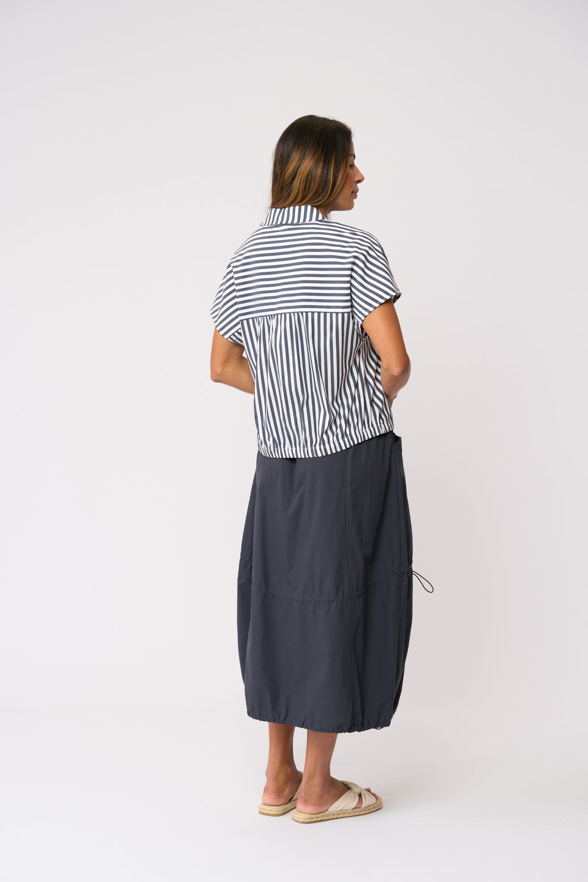 Foil Hemline Hype Skirt in True Navy