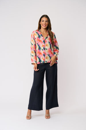 Foil Total Frill Shirt in Flower Burst