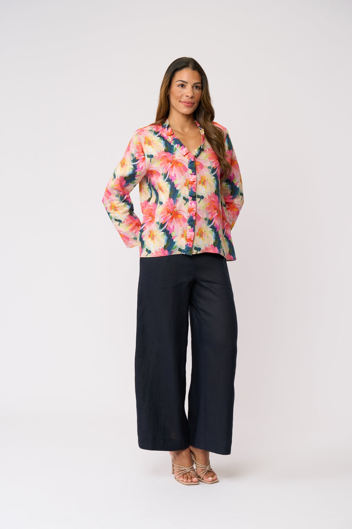Foil Total Frill Shirt in Flower Burst