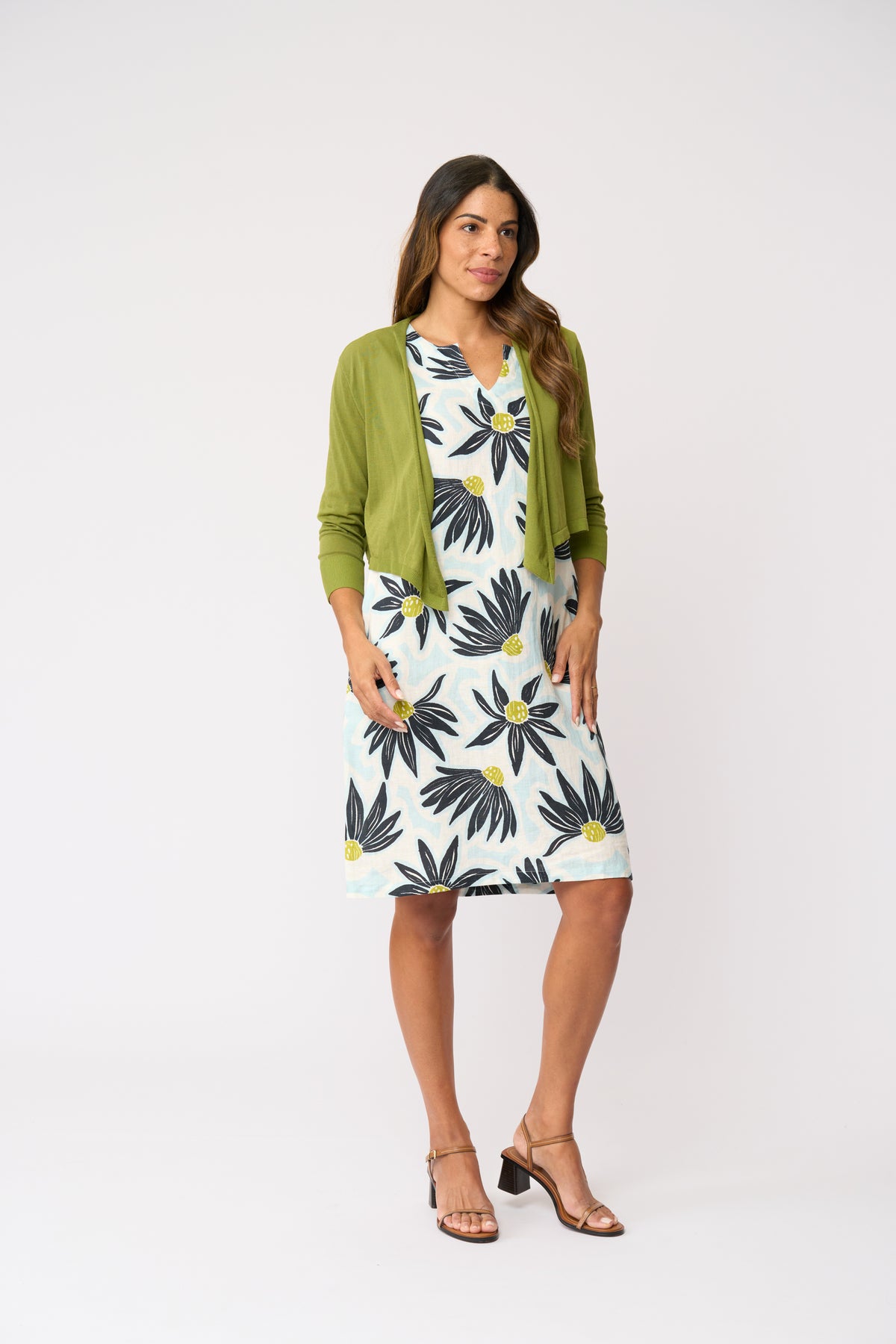 Foil Fall For Me Cardi in Herb