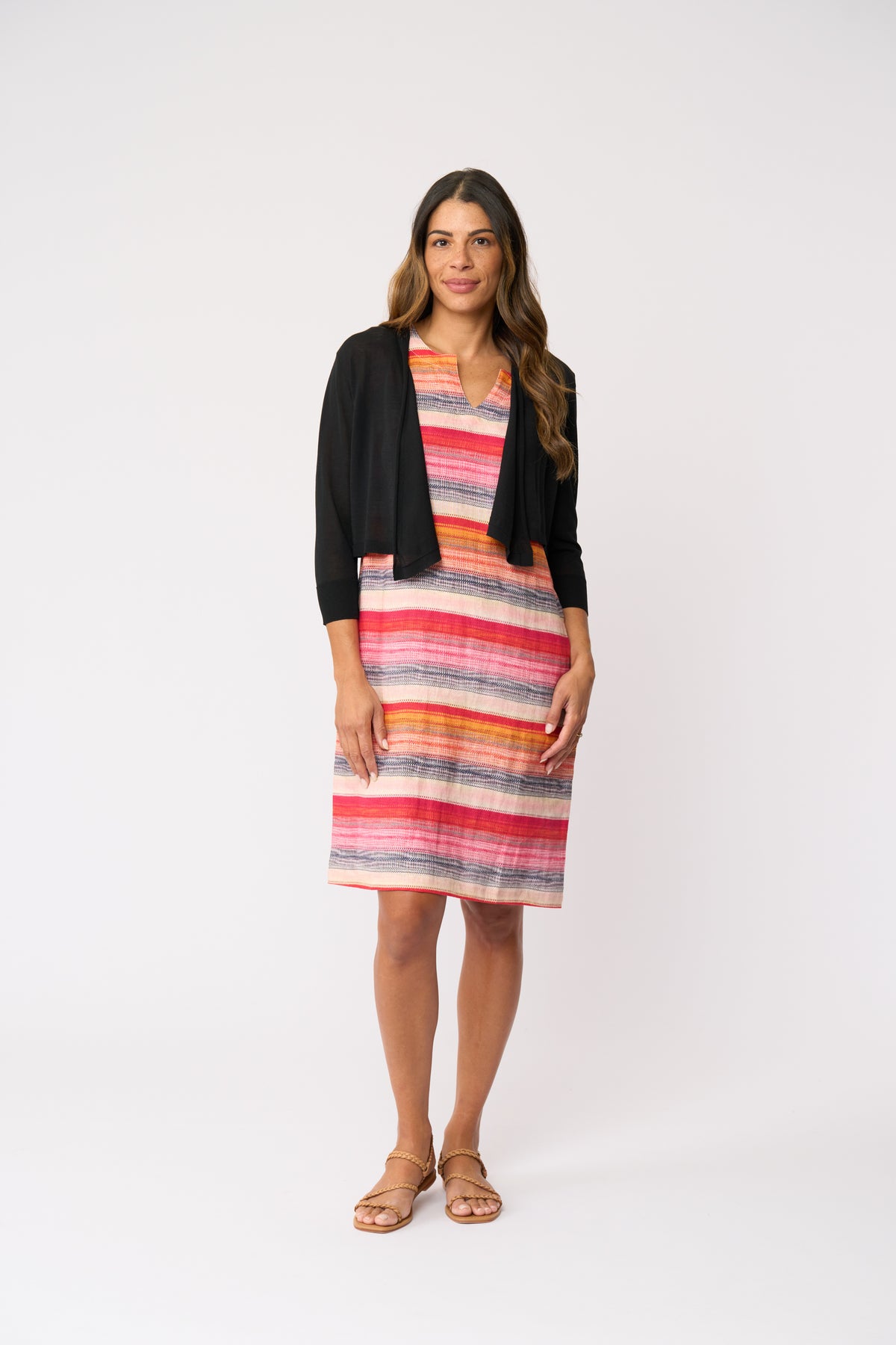Foil Sun-Sational Dress in Sunset Stripe