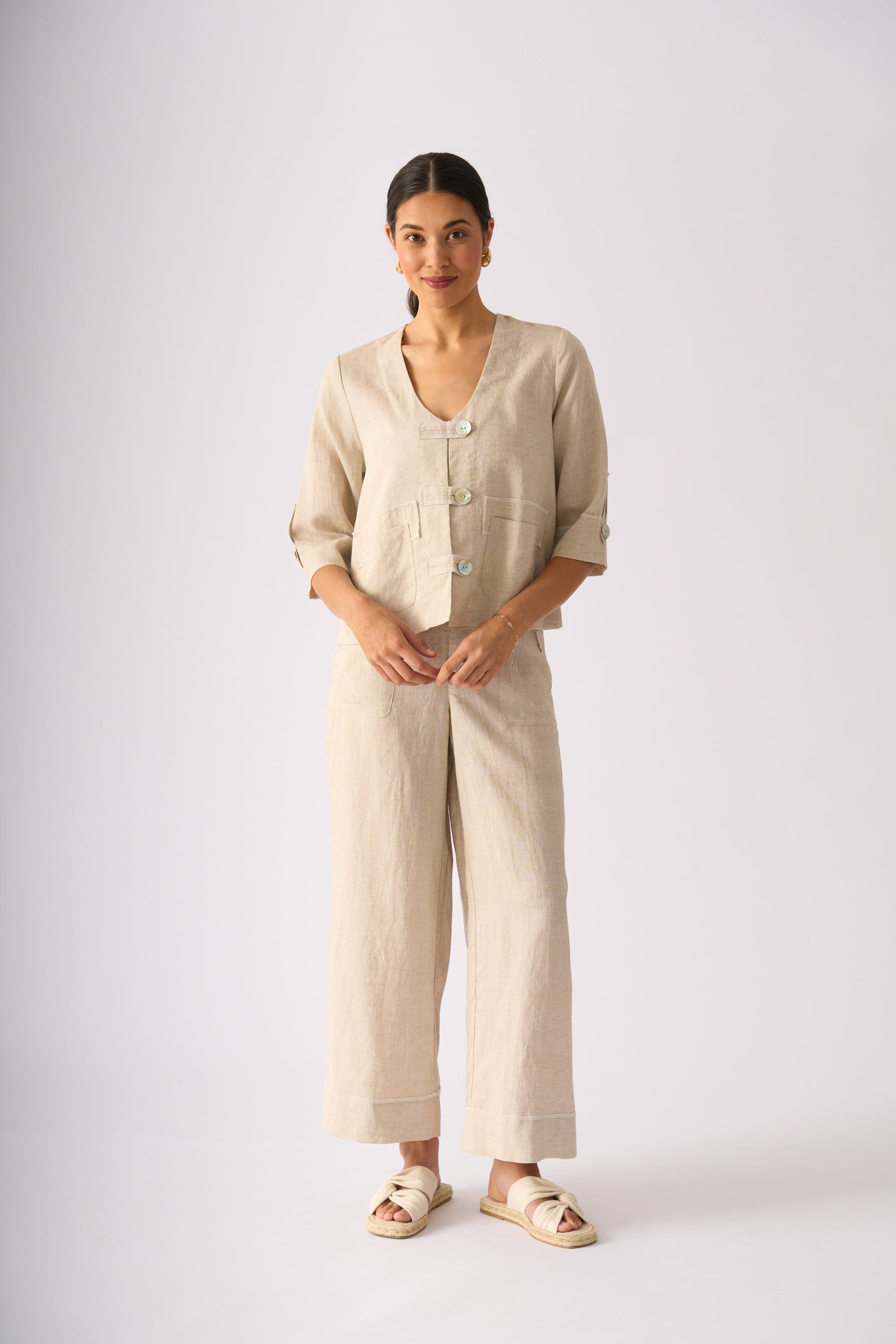 Foil Stand Out Pant in Sand