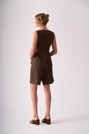 Foil Perfect Pair Short in Cocoa