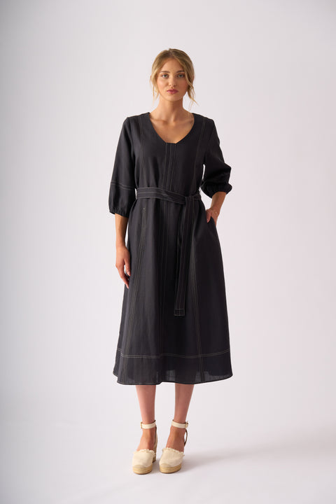 Foil Shout Out Dress in Dark Gunsmoke