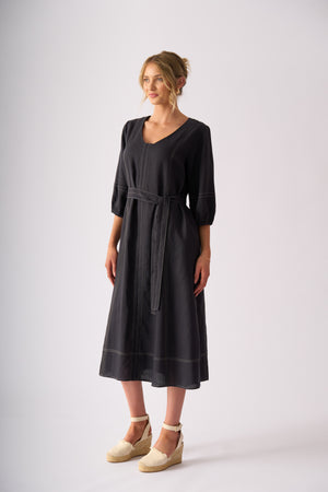 Foil Shout Out Dress in Dark Gunsmoke