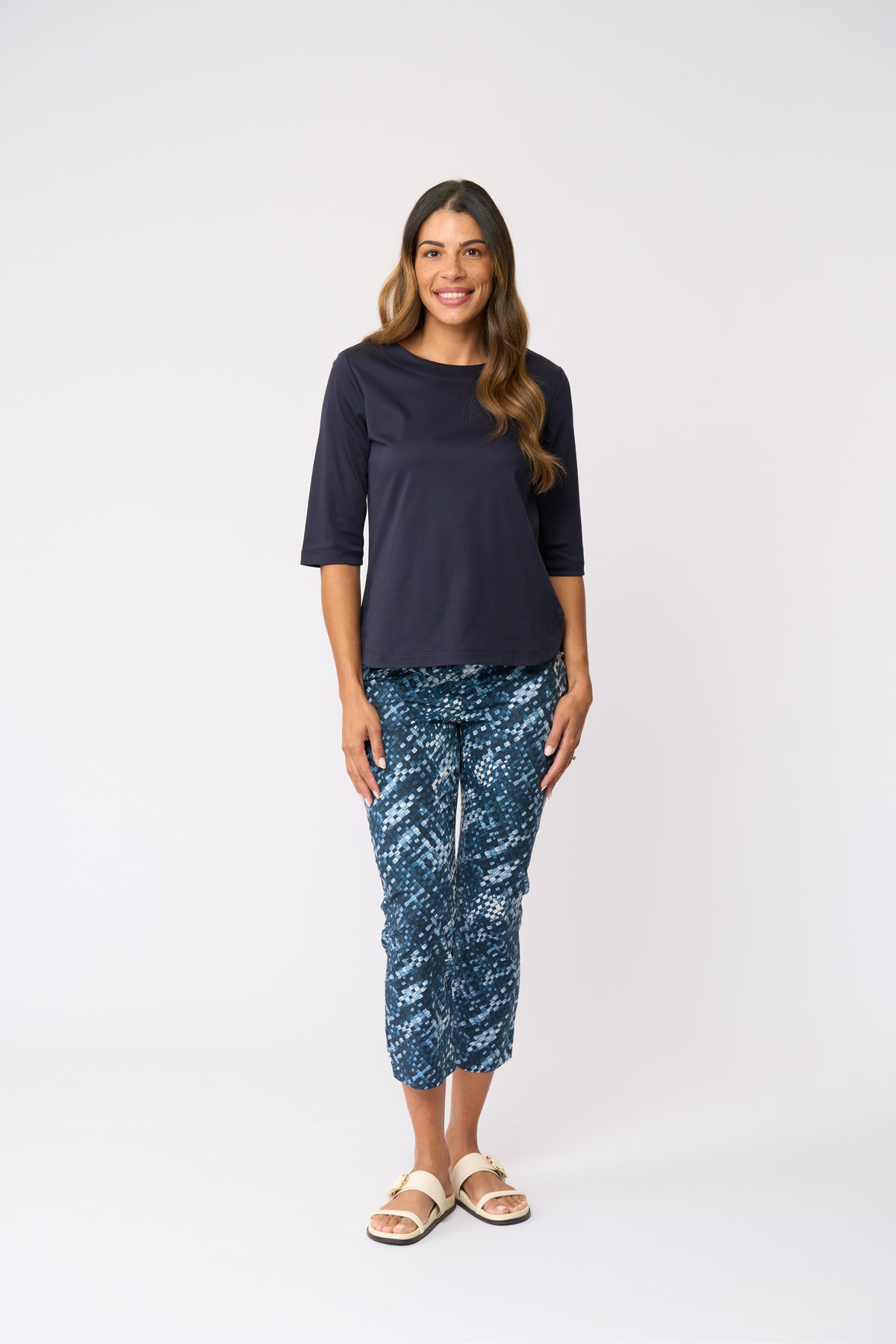 Foil Fuss Free Taper Trapeze Capri Pant in Dreamweaver Print