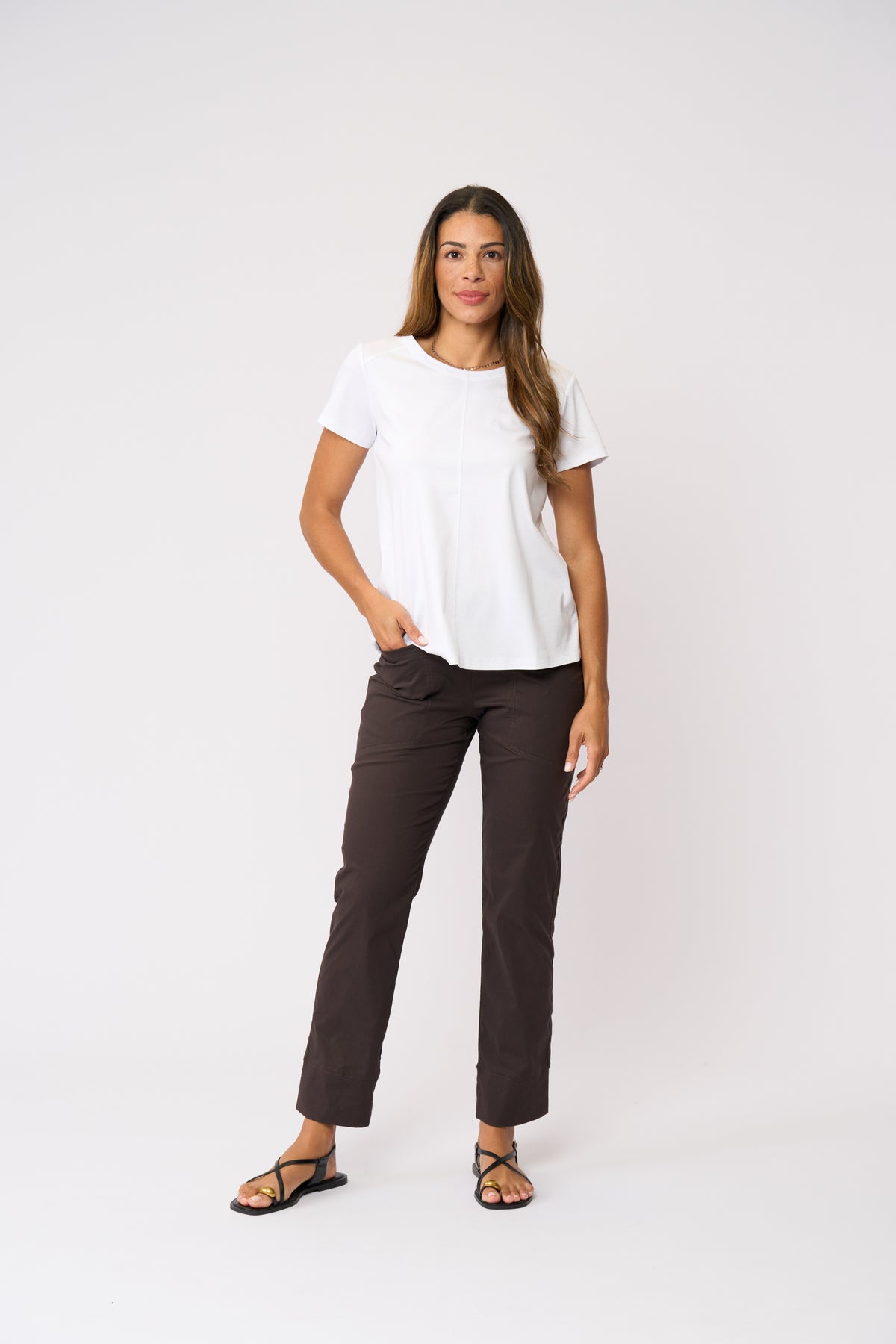 Foil Gemini Trapeze Pant in Sable
