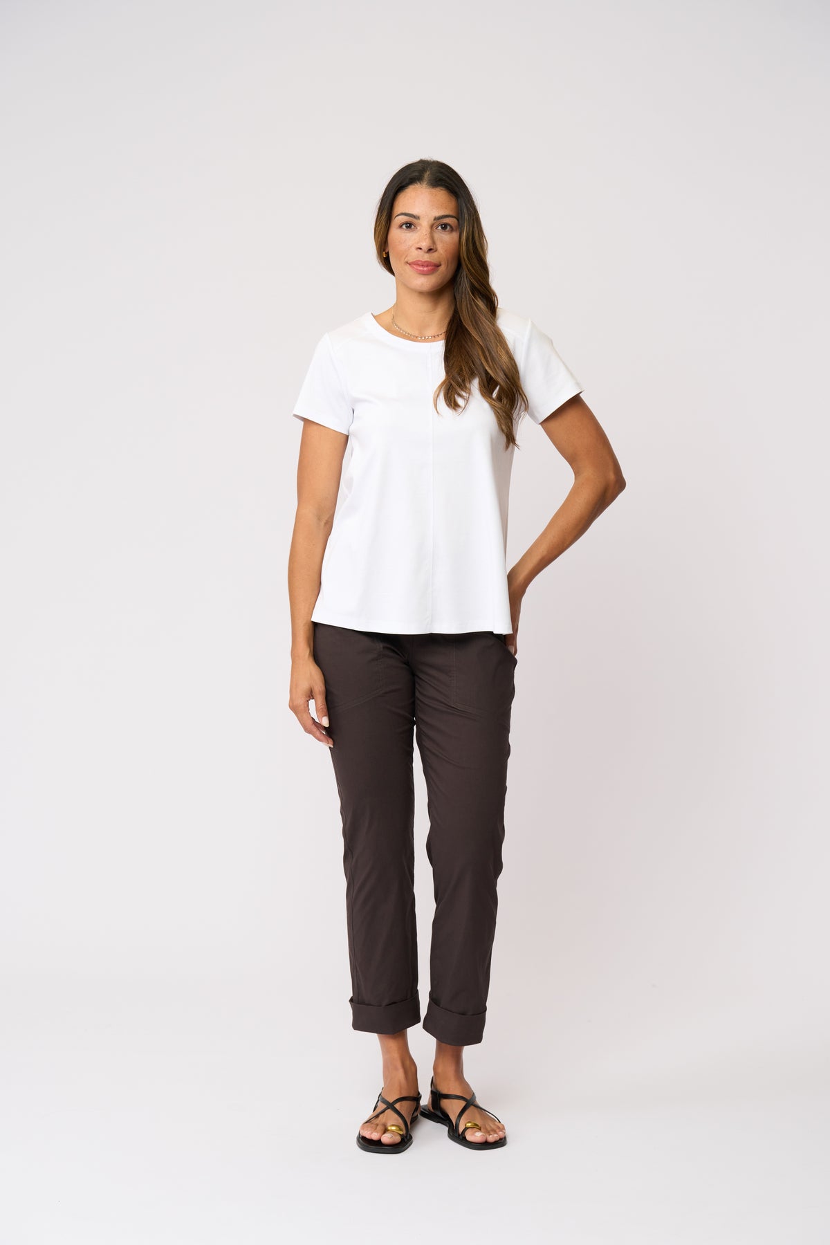 Foil Gemini Trapeze Pant in Sable