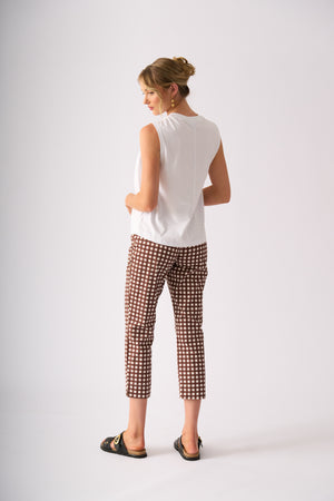 Foil Fuss Free Taper Trapeze Capri Pant in Check It Print