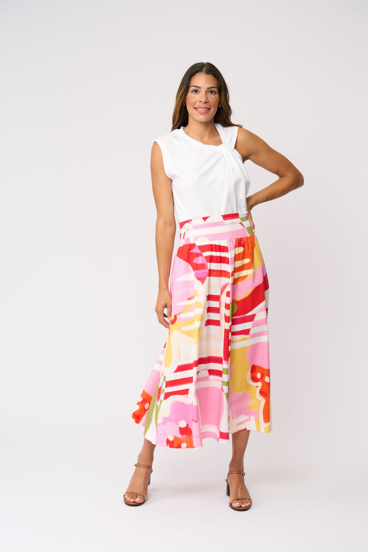Foil Top Knotch Top in White