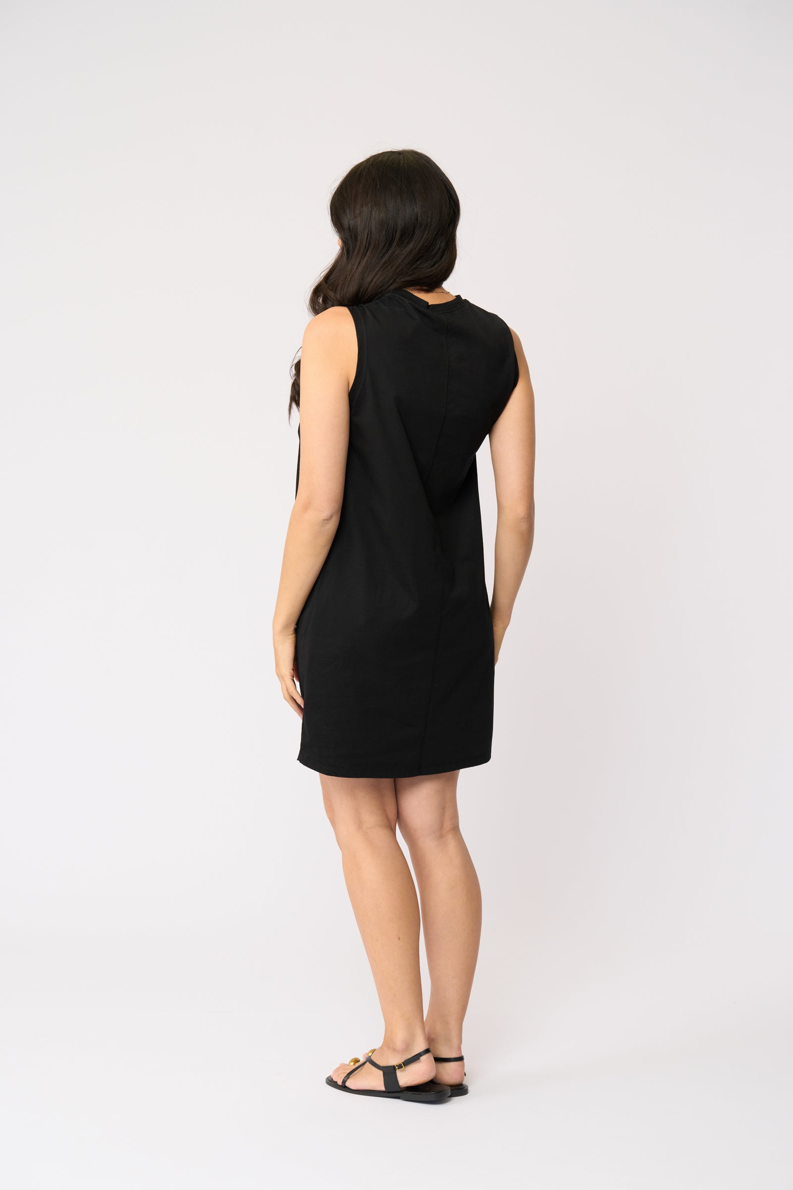 Foil Top Knotch Dress in Black