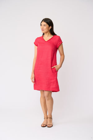 Foil V Festive Dress in Melon