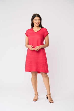 Foil V Festive Dress in Melon
